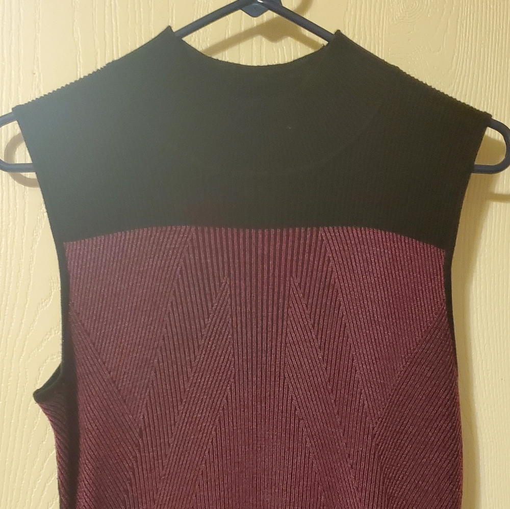 Sleeveless mock neck sweater